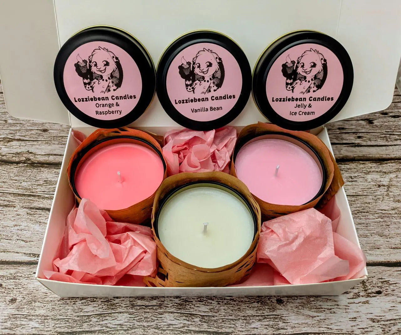 Sweet Shop Scented Candle Gift Set 4oz Trio Soy Wax Handmade Candles