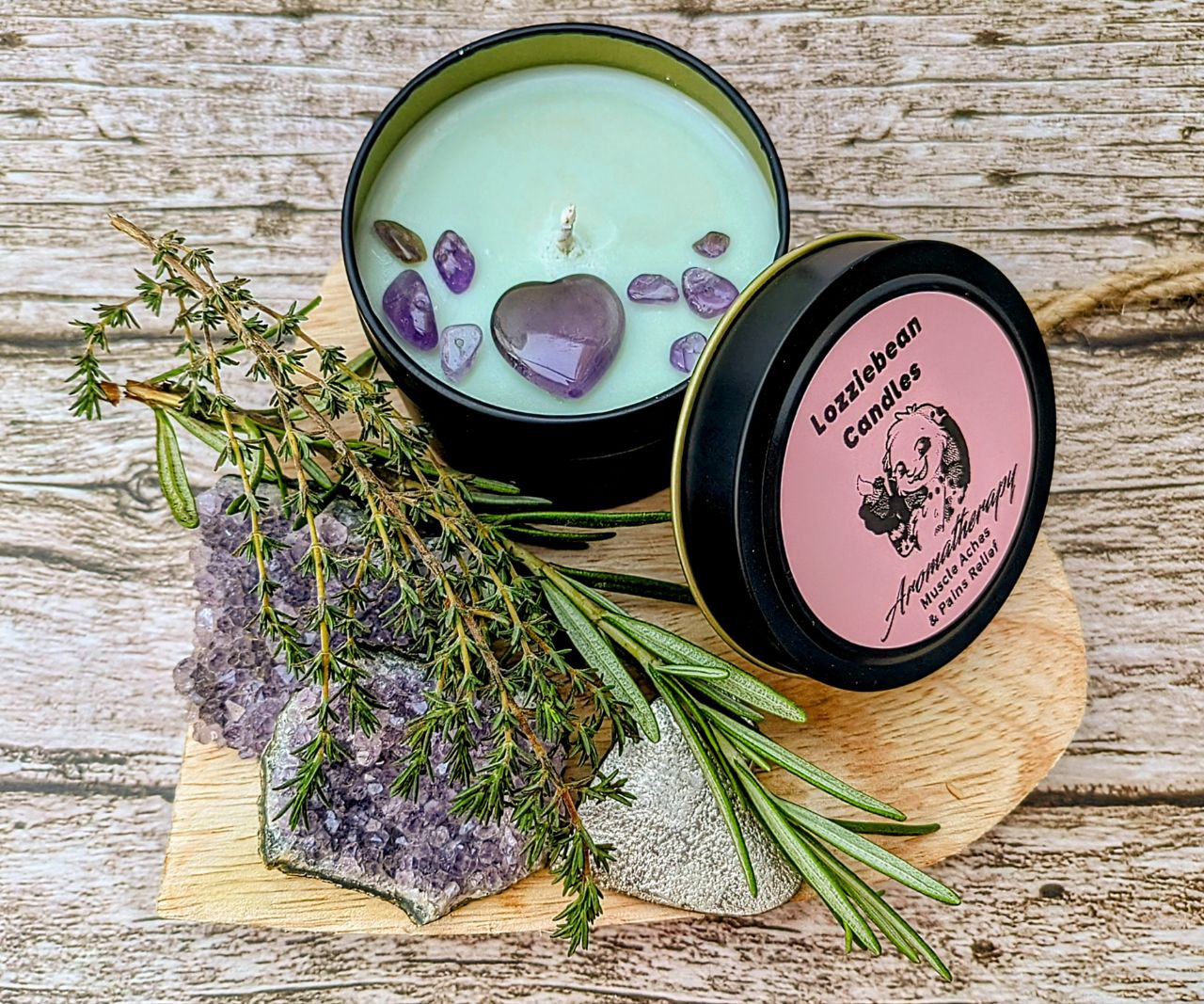 Aromatherapy Scented Candle Gift Set 4oz Trio Soy Wax Handmade Candles with Amethyst Crystals